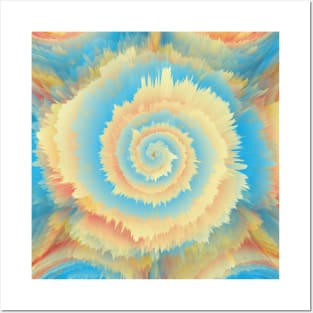 Groovy Floral Orange Fluid Pour 70s Posters and Art